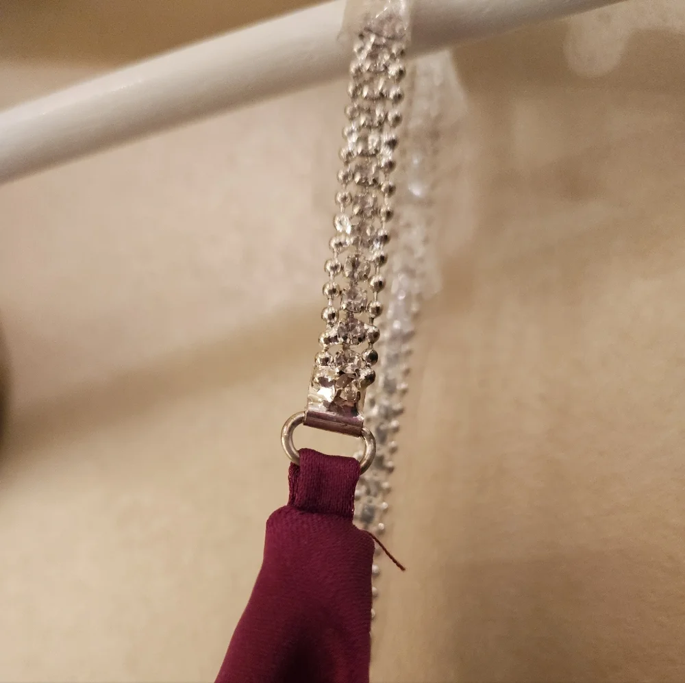 Elegant plum Evening Slip Gown / rhinestone straps. - Picture 4 of 4